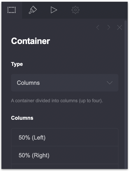 Container with 2 columns