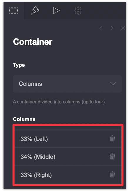 Create a 3 column container
