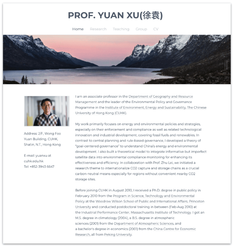 Professor Yuan Xu CV/portfolio