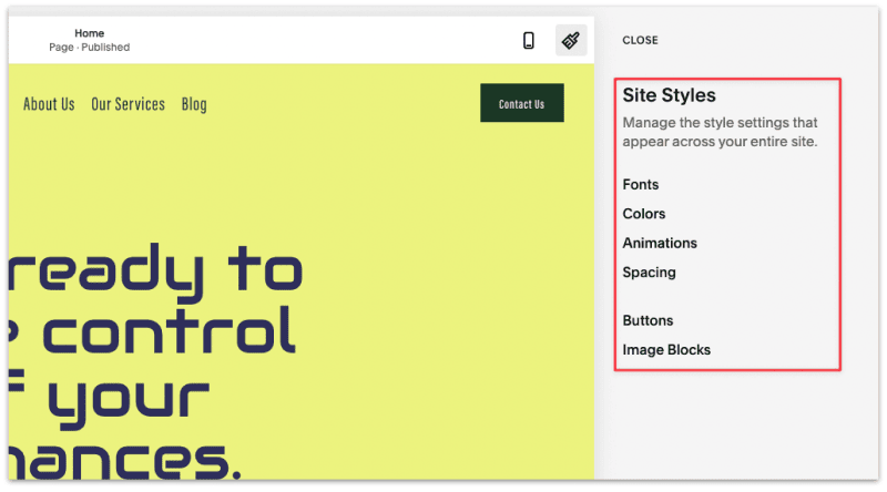 Site Style design settings