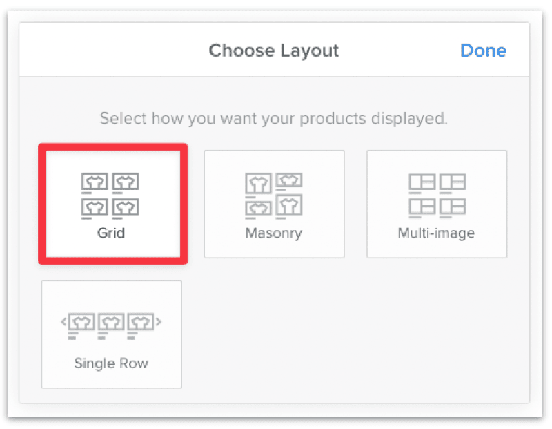 Select a product layout
