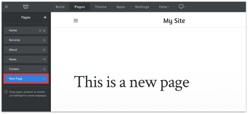 Create a new standard page