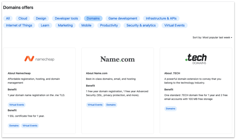 The free domains name you get when you join the Github Student Developer Pack