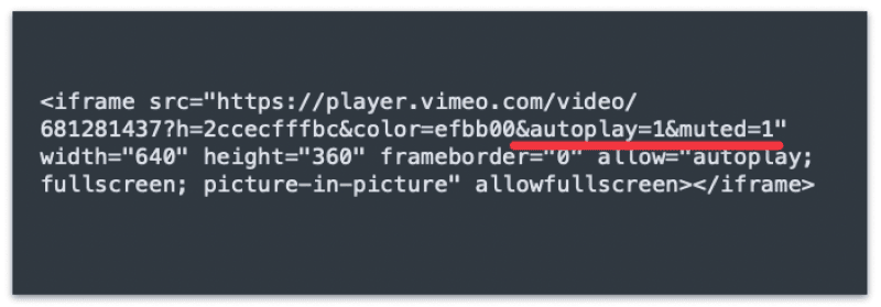 Edit the Vimeo embed code to autoplay