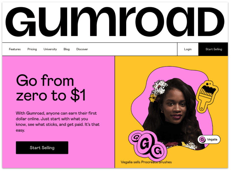 Gumroad home page