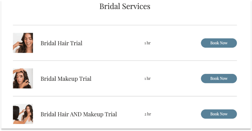 Book a hair and makeup trial service