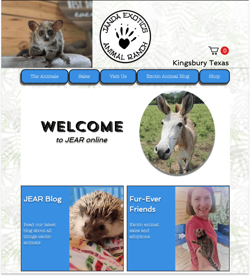 Janda Exotics Animal Ranch home page