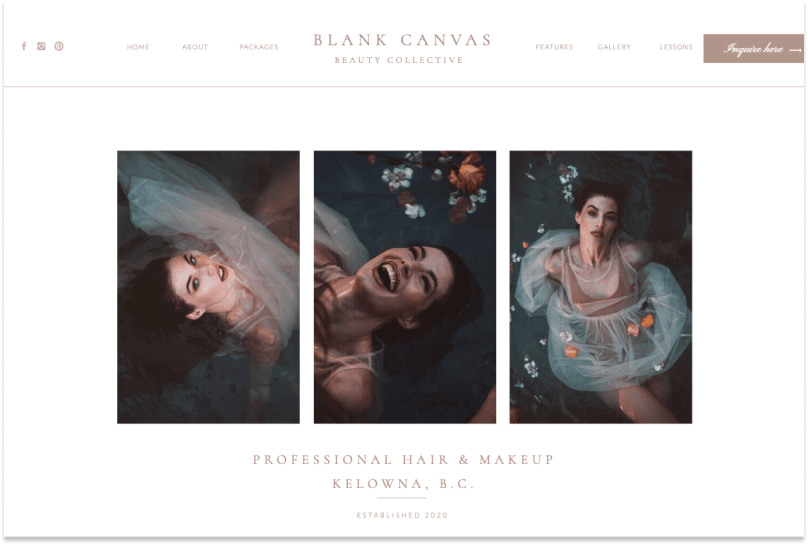 Blank Canvas Beauty Collective home page