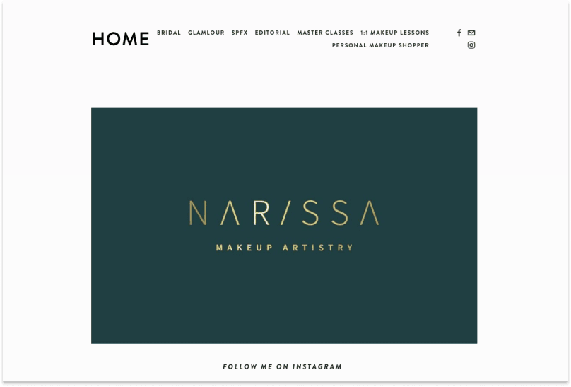 Narissa Makeup Artist home page