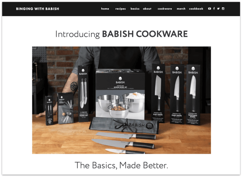 Cookware products from Binging with Babish