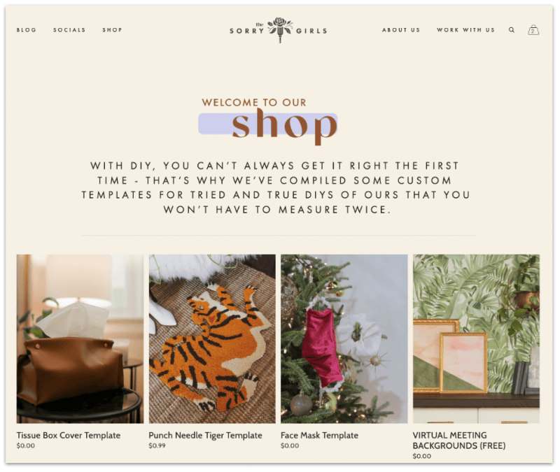 The Sorry Girls' eCommerce store