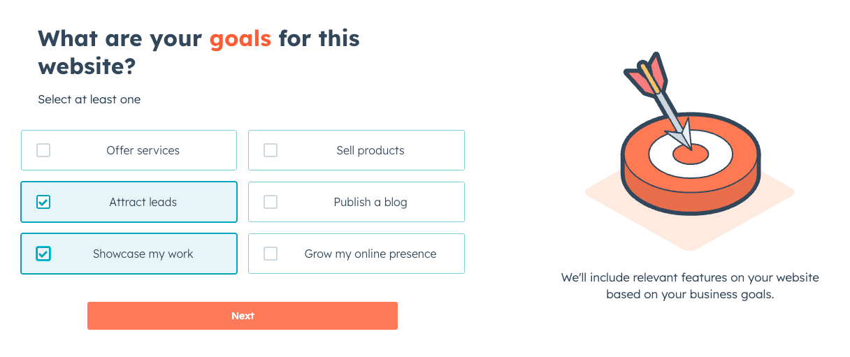 Select goal(s) for your website