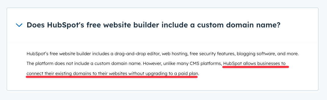 Hubspot allows custom domain for free according to their FAQ