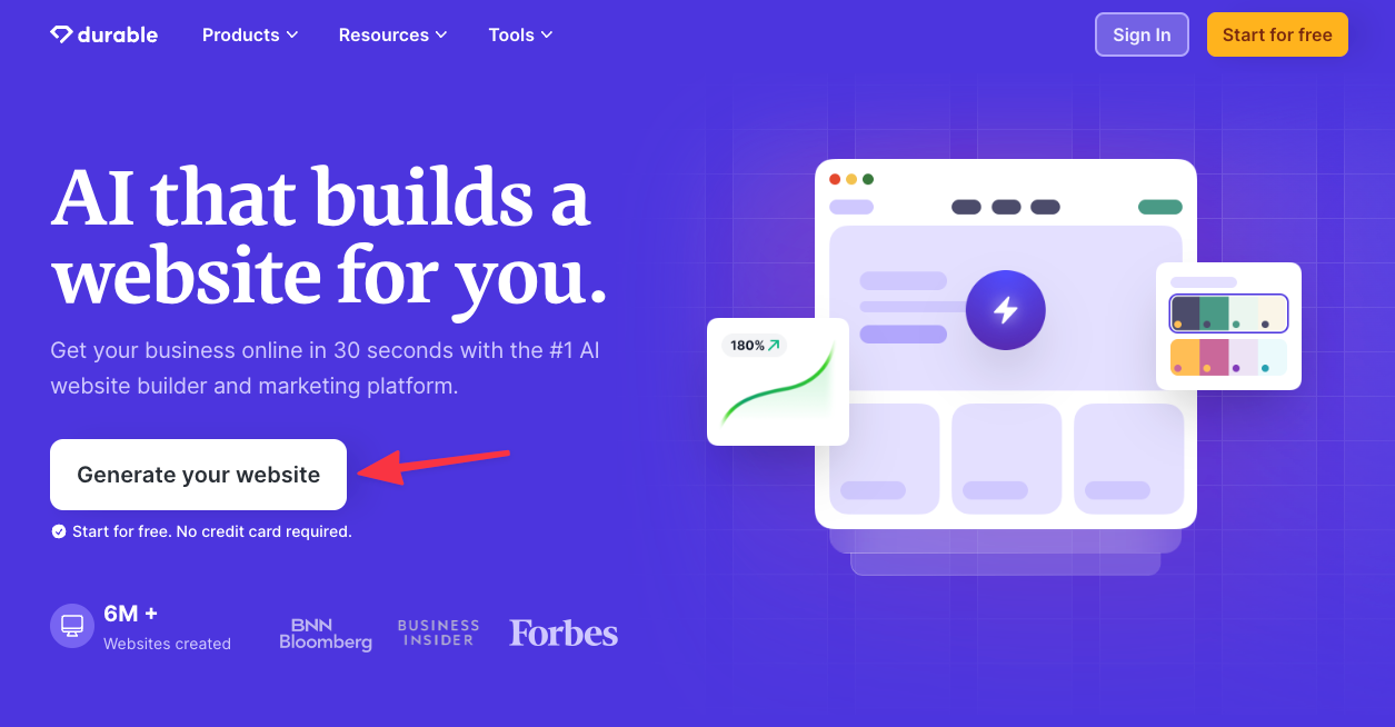 Generate an AI website with Durable