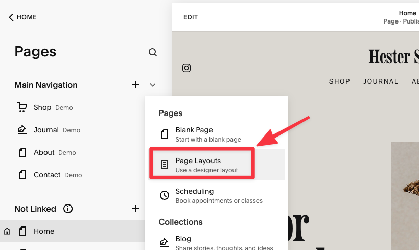 Select Page Layouts