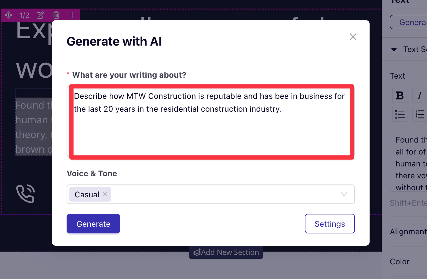 Describe how you want Dorik AI to rewrite your copy