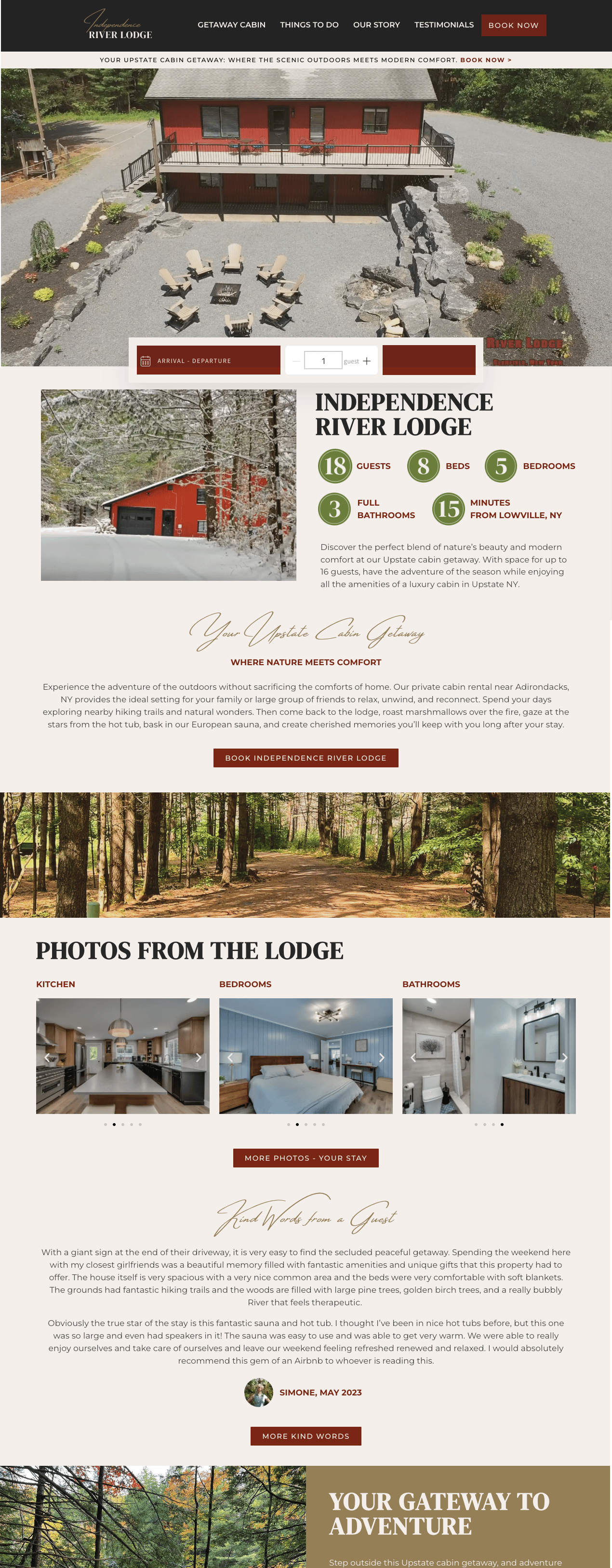 Independence River Lodge home page