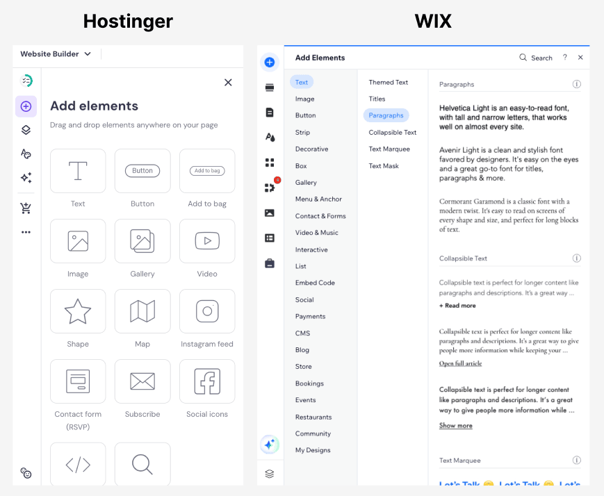 Hostinger editor vs Wix