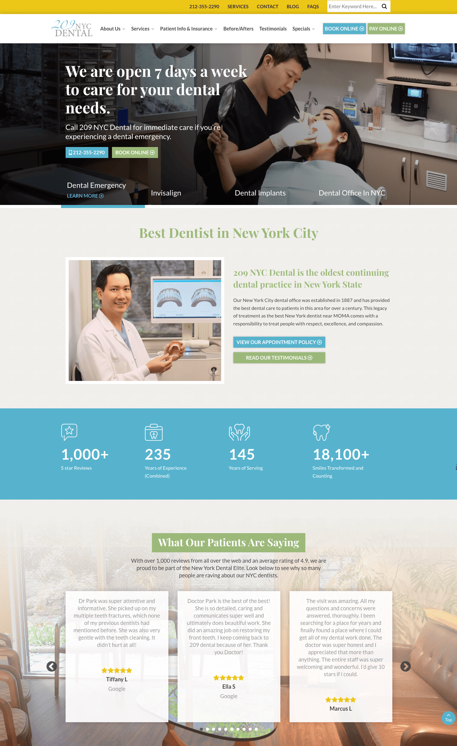 209 NYC Dental home page