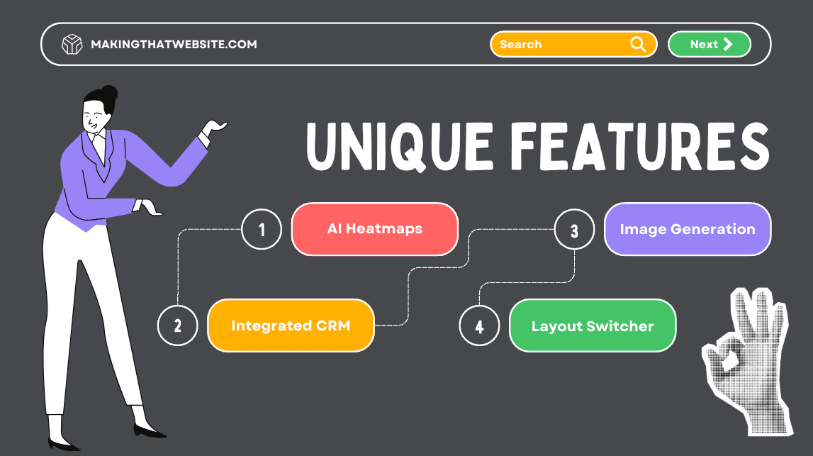 Unique features for each AI Website builder