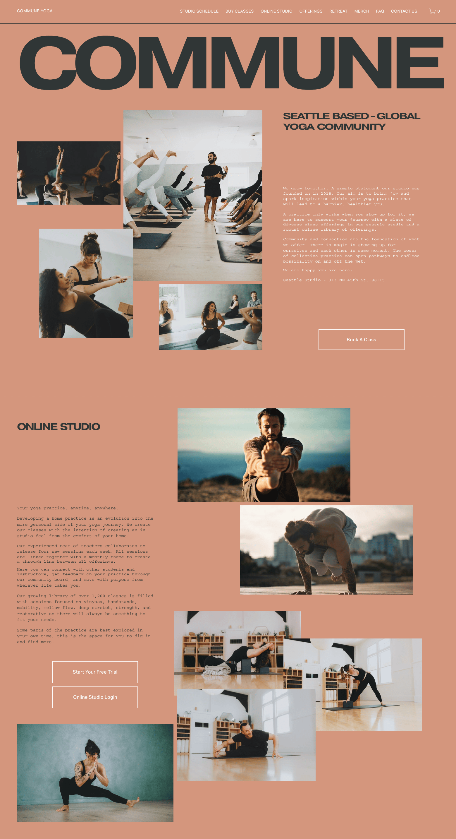 Commune Yoga home page