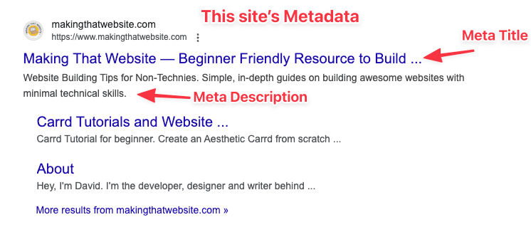 Example of a metadata