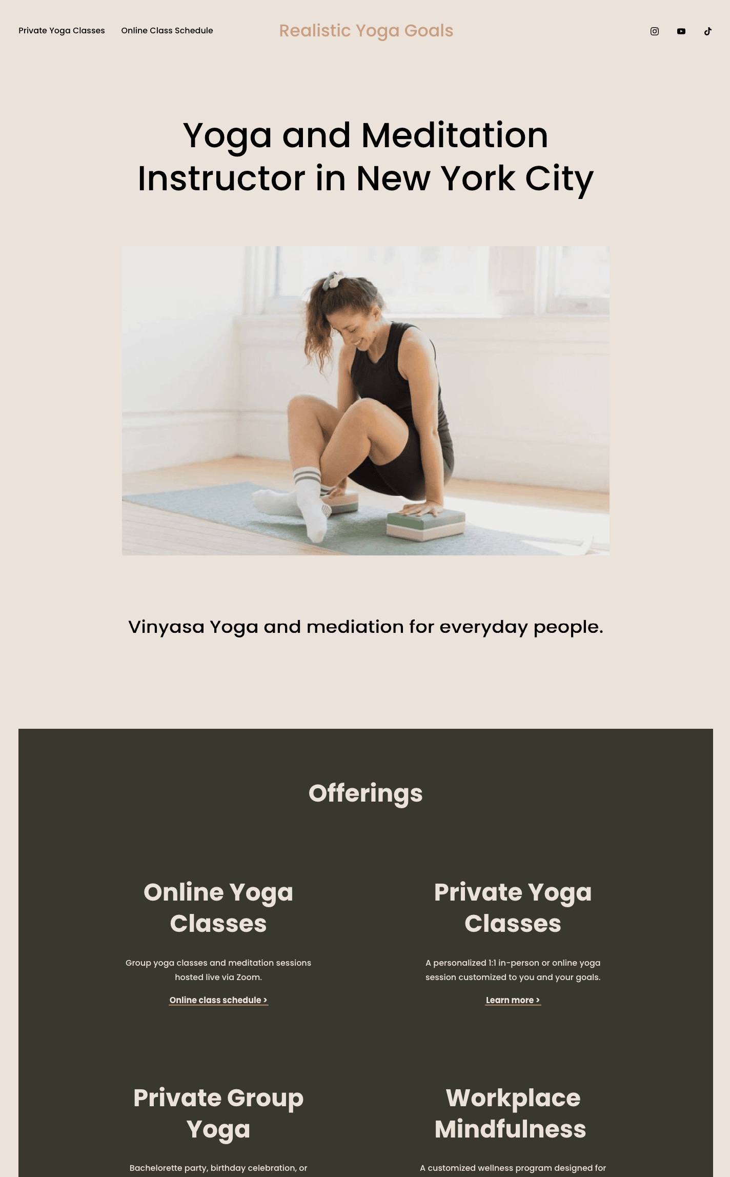 Realistic Yoga Goals home page