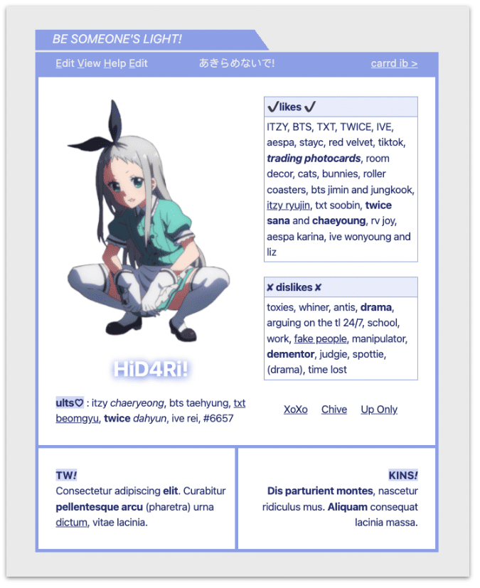 Free Carrd Template Aesthetic
